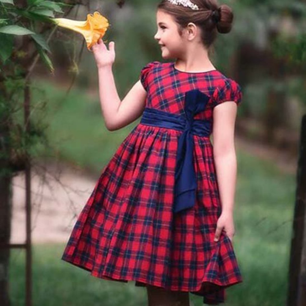 NWT Trish Scully red/blue plaid Amaryllis Dress